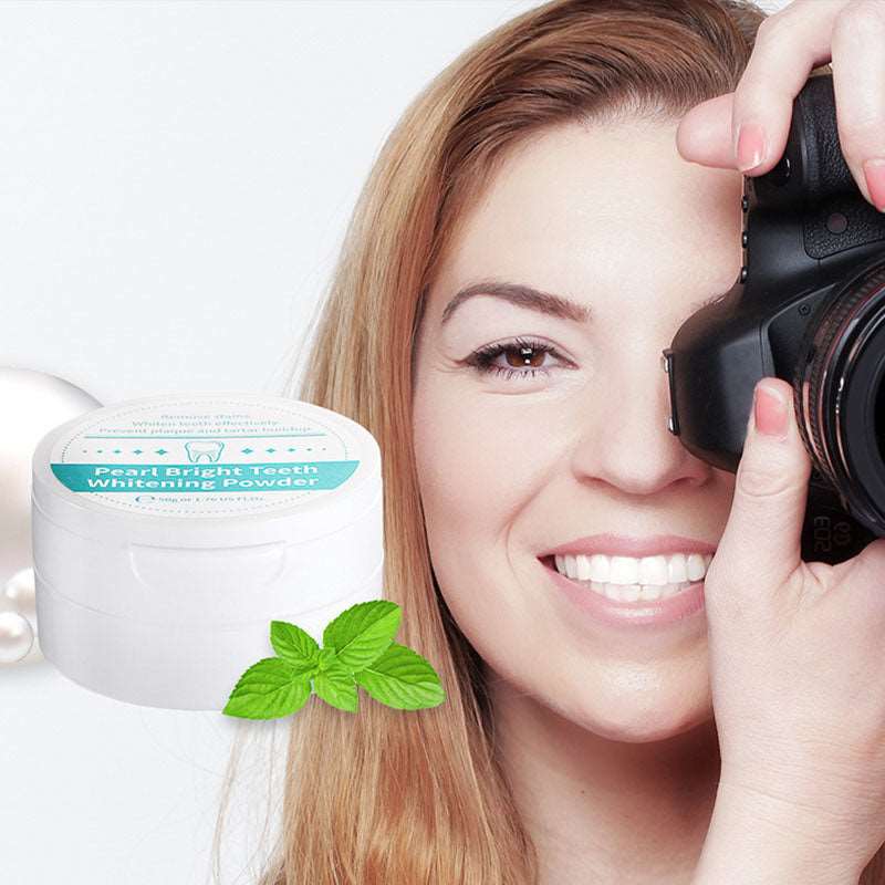 50g Natural Pearl Whitening Tooth Powder White Mint Remove Tooth Stains Oral Hygiene Anti-Bacterial Freshen Breath - Premium  from Consonance Store - Just $10.71! Shop now at Concordia Style Boutique