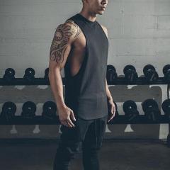 Summer new cotton men's sports bodybuilding fitness sleeveless vest casual behind the vest
