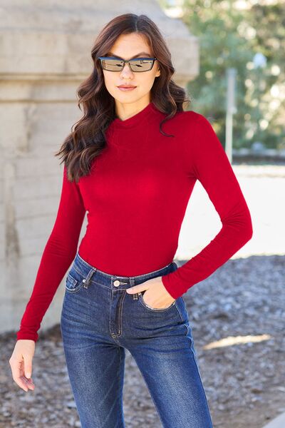 Basic Bae Full Size Mock Neck Long Sleeve Bodysuit - Premium Full Size Mock Neck Long Sleeve Bodysuit from Concordia Style Boutique - Just $24.16! Shop now at Concordia Style Boutique