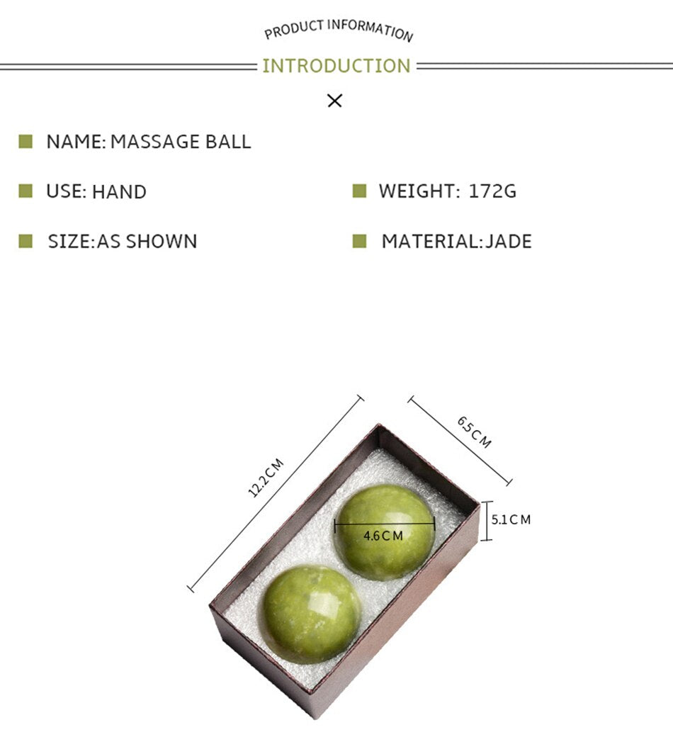 2 Pcs Natural Jade Stone Massage Balls - Premium 2 Pcs Natural Jade Stone Massage Ball from Consonance Store - Just $35! Shop now at Concordia Style Boutique
