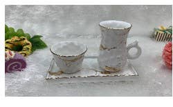 White Porcelain Tea Set Textured With Gold SpecklesHeart - Premium  from CLASSIC TOUCH DECOR INC. - Just $27.87! Shop now at Concordia Style Boutique