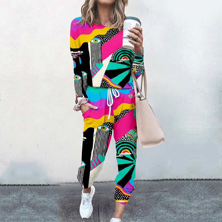 Abstract Blouse  & Elastic Pants  - Casual Streetwear - Premium Abstract Blouse & Elastic Pants - Casual Streetwear from Concordia Style Boutique - Just $31.21! Shop now at Concordia Style Boutique