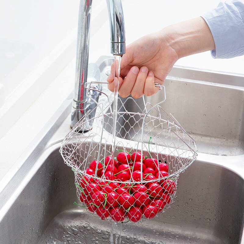 Foldable Steam Rinse Fry Strainer Basket - Premium  from Concordia Style Boutique - Just $7.72! Shop now at Concordia Style Boutique