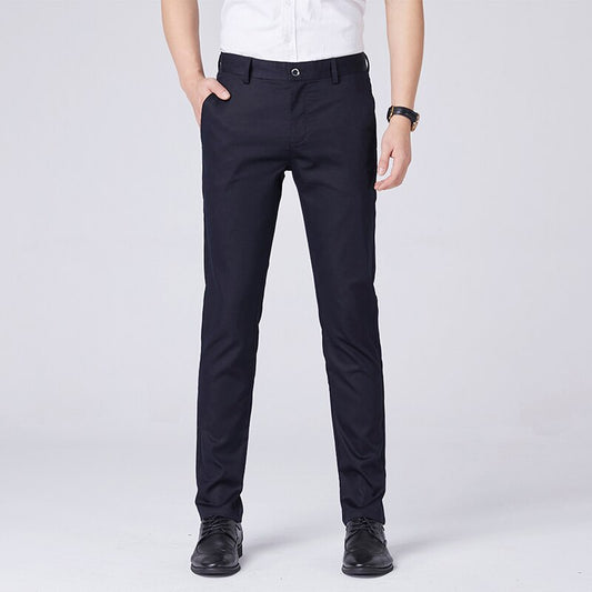 Ice Silk Slim Fit Business Elastic Trousers