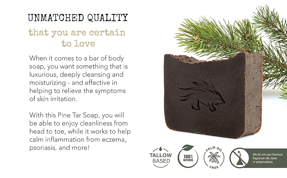 Natural Pine Tar Soap for Men and Women, 4 oz Bar, 20% Pine Tar - Handmade Body Soap to Help Relieve Symptoms of Eczema and Psoriasis - Creosote Free - Strong Smoky Campfire Like Scent - Premium Soap from Concordia Style Boutique - Just $18.04! Shop now at Concordia Style Boutique