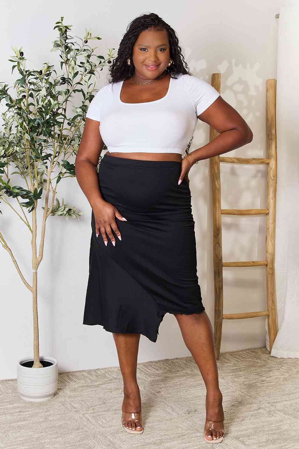 Culture Code Full Size High Waist Midi Skirt - Premium Full Size High Waist Midi Skirt from Concordia Style Boutique - Just $16.06! Shop now at Concordia Style Boutique