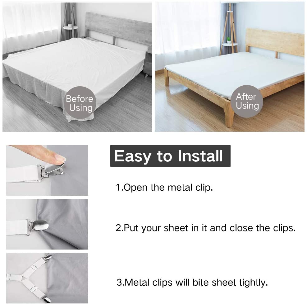 4PCS/Set Elastic Bed Sheet Grippers Fastener Clips