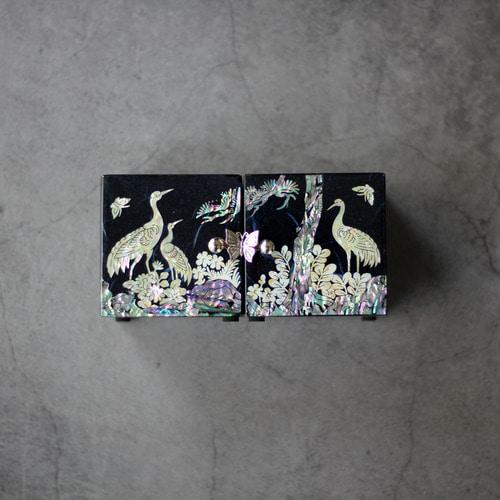 PALBOCK SANGHOE Hanji Najeon Jewelry Box Korean Traditional Handcraft (Twin Cranes, Shiny Dark Purple)