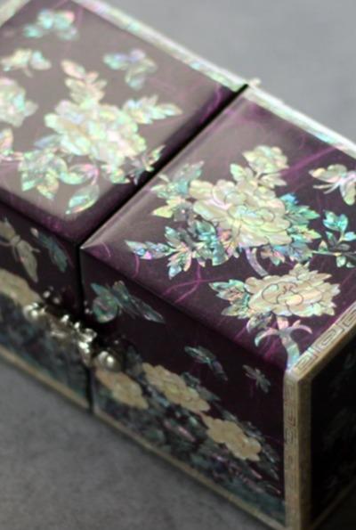 PALBOCK SANGHOE Hanji Najeon Jewelry Box Korean Traditional Handcraft (Butterfly & Peony, Purple)