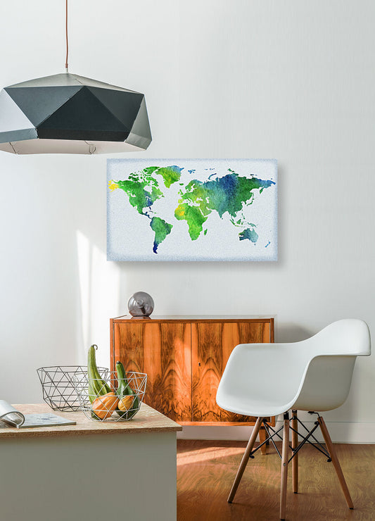 Watercolor Silhouette World Map Peaceful Green - Premium artwork from Concordia Style - Just $52! Shop now at Concordia Style Boutique