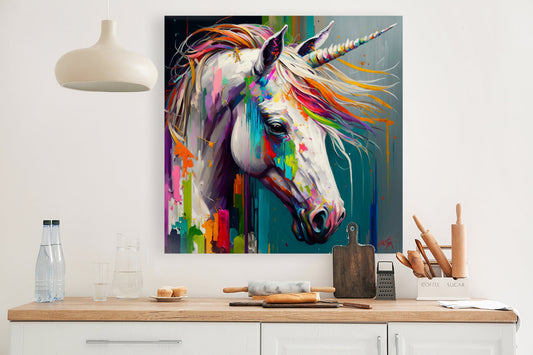 Unicorn Colored palette knife oil painting Abstract by Goldfishwallart - Premium artwork from Concordia Style Boutique - Just $71! Shop now at Concordia Style Boutique